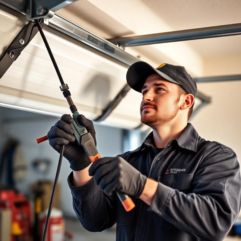 Garage Door Repair - Professional garage door technician performing repair service